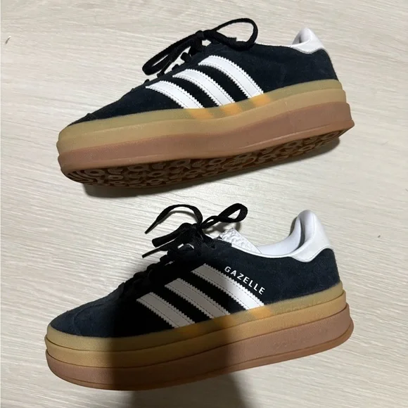 adidas | Shoes | Adidas Gazelle Platform Womens Black And White Sneakers |  Poshmark